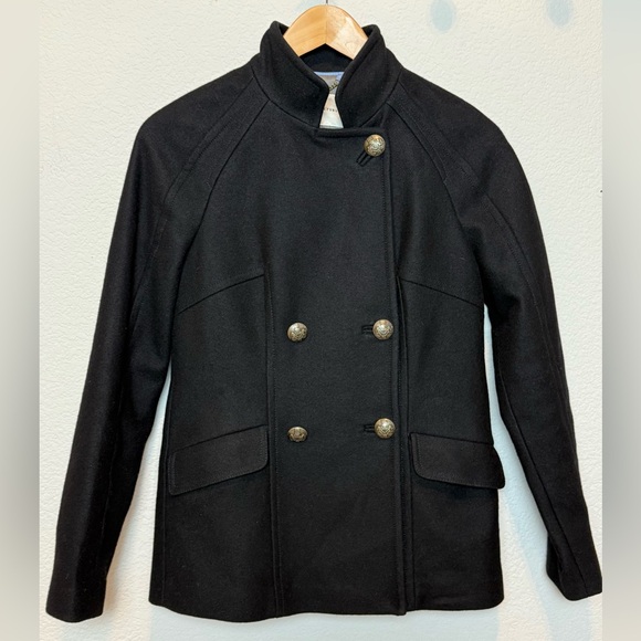 Banana Republic Women’s Black Double-Breasted Wool Pea Coat Size Small Like New - Picture 2 of 10